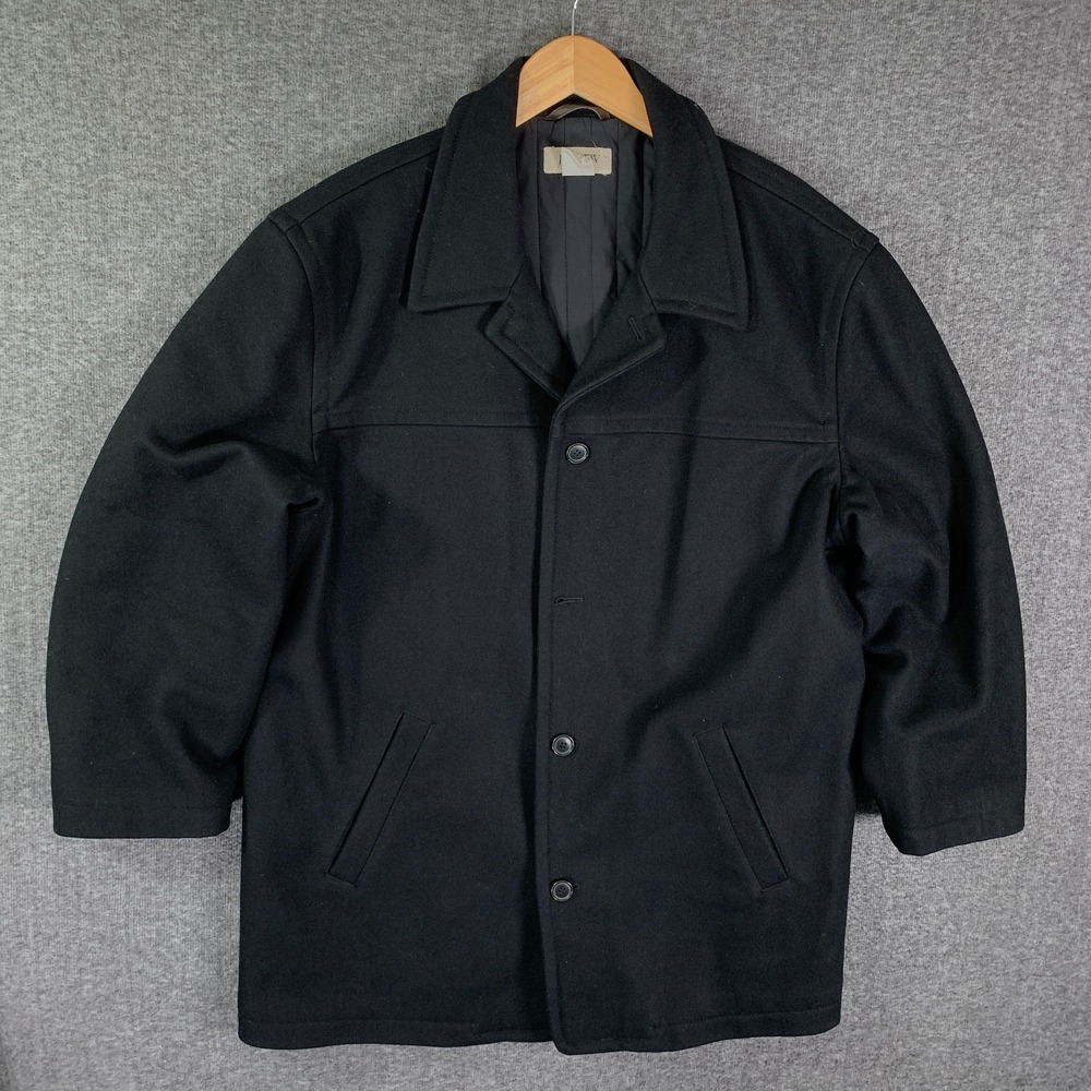 J Crew Overcoat Men Extra Large Wool Black Modern Classy Business